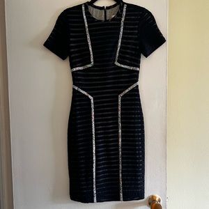 Yigal Azrouel Blue Bodycon Striped Mini Dress Size 2